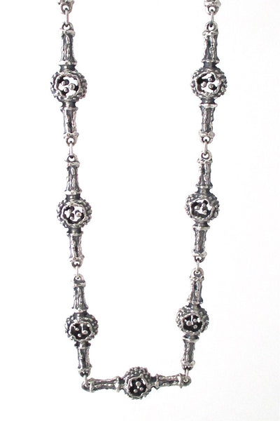 Guy Vidal Canada brutalist pewter pierced pods long link chain necklace
