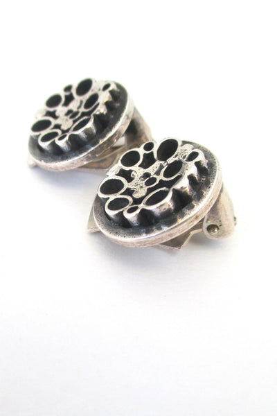 David Andersen Norway vintage Modernist silver ear clips at Samantha Howard Vintage