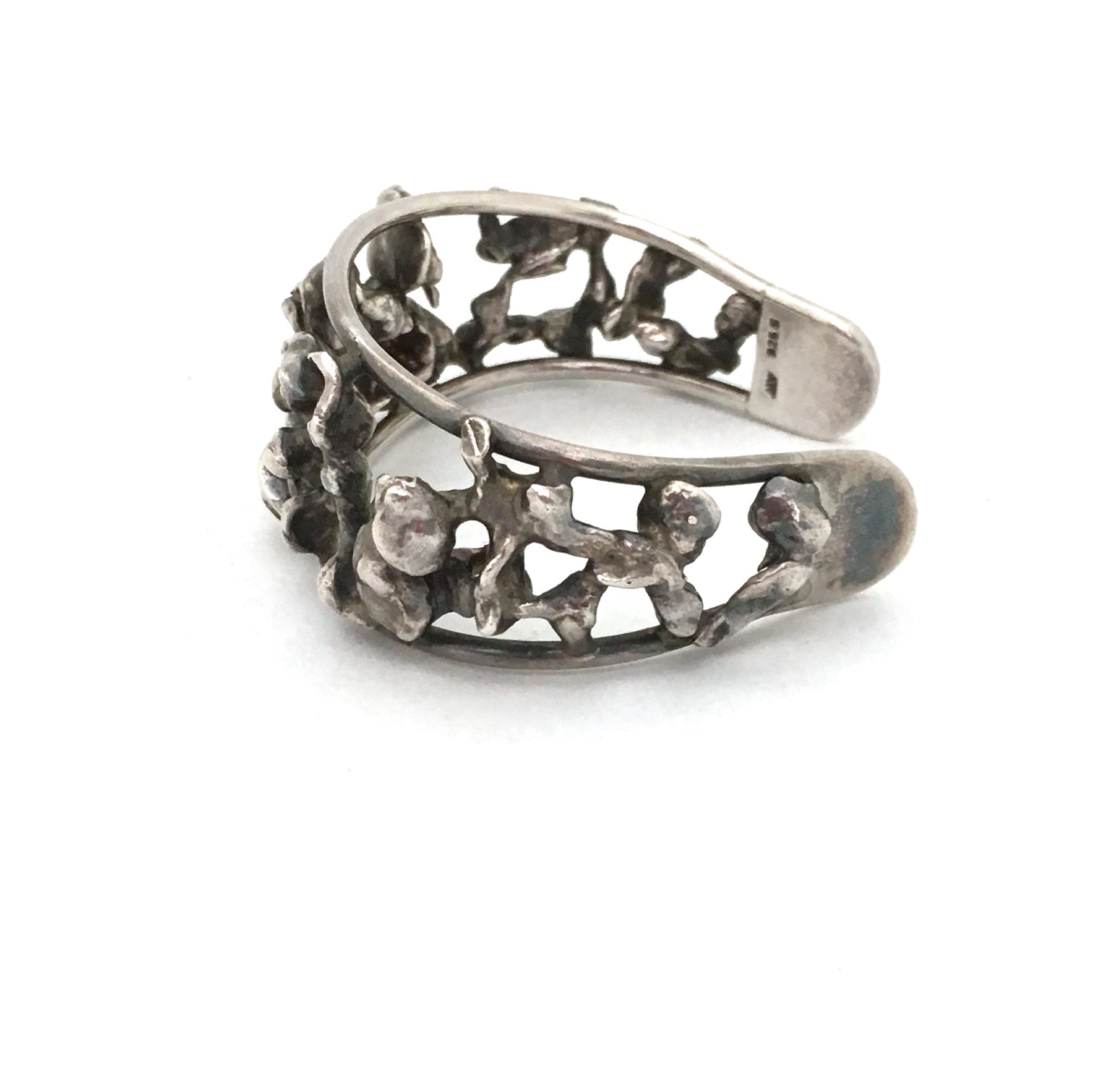 profile Aage Weimar Denmark vintage silver large and heavy brutalist cuff bracelet mid century Scandinavian design jewelry