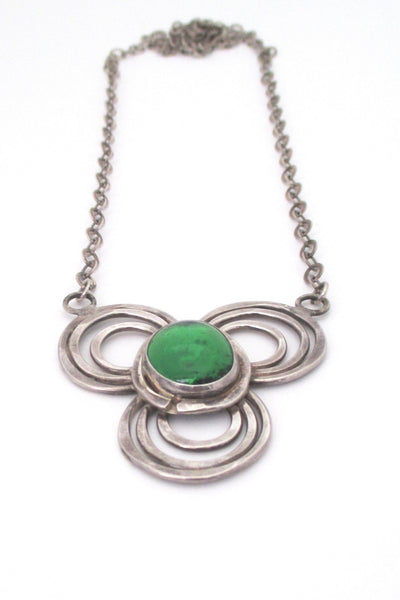detail Rafael Alfandary Canada vintage rare sterling silver green glass pendant necklace