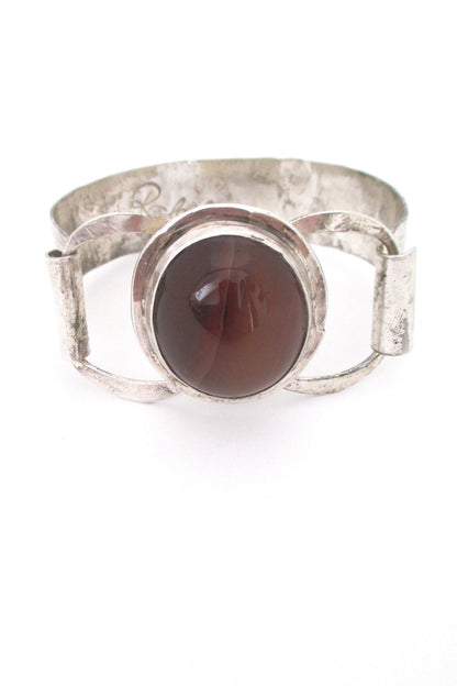 detail Rafael Alfandary Canada rare large vintage sterling silver agate bracelet