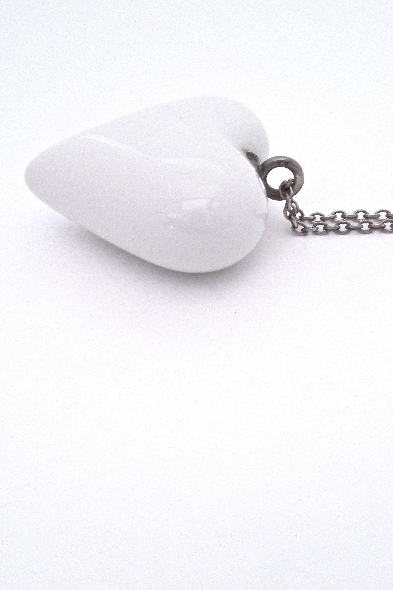 profile Royal Copenhagen Denmark vintage extra large Scandinavian Modern porcelain silver heart pendant necklace