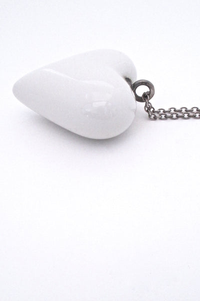 profile Royal Copenhagen Denmark vintage extra large Scandinavian Modern porcelain silver heart pendant necklace