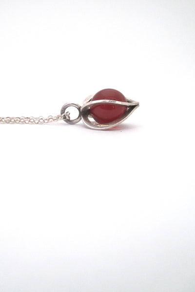 profile Kupittaan Kulta Finland vintage silver banded agate heart pendant necklace