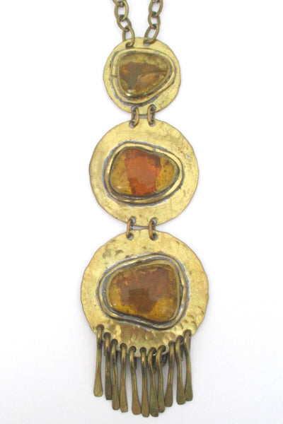 Rafael Canada large triple stone fringe necklace