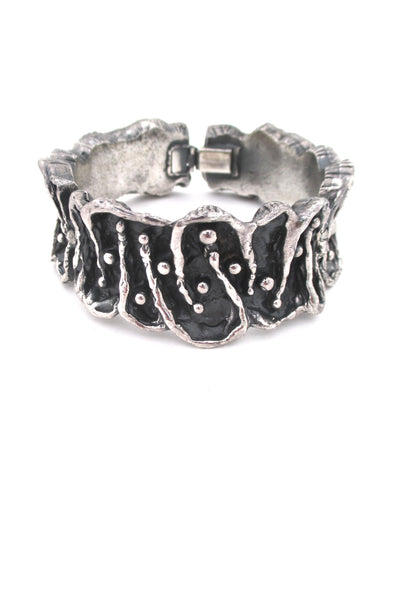 Guy Vidal deeply textured hinged pewter bracelet