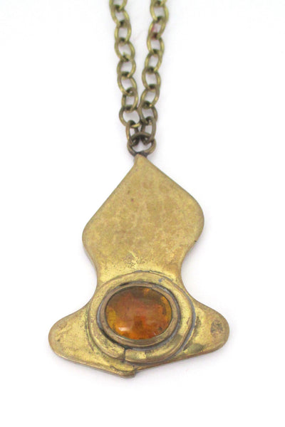 Rafael Canada brass & light orange pendant necklace