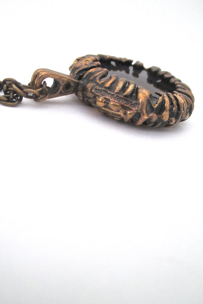 Pentti Sarpaneva bronze & banded agate pendant necklace