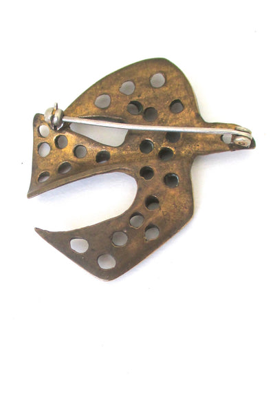 Bernard Chaudron bronze openwork bird brooch