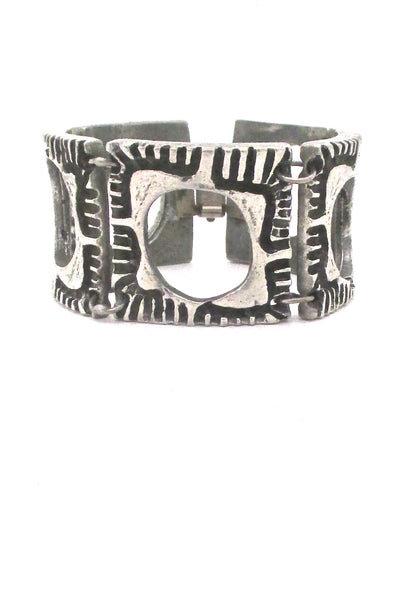 Robert Larin large openwork geometric panel link bracelet
