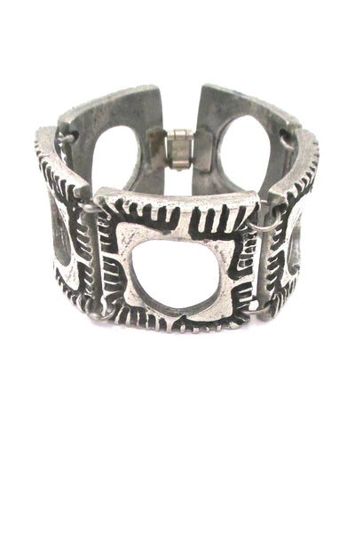 Robert Larin large openwork geometric panel link bracelet