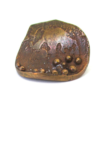 detail Jane Wiberg for Jane & Finn Denmark vintage massive bronze Scandinavian modernist ring 563