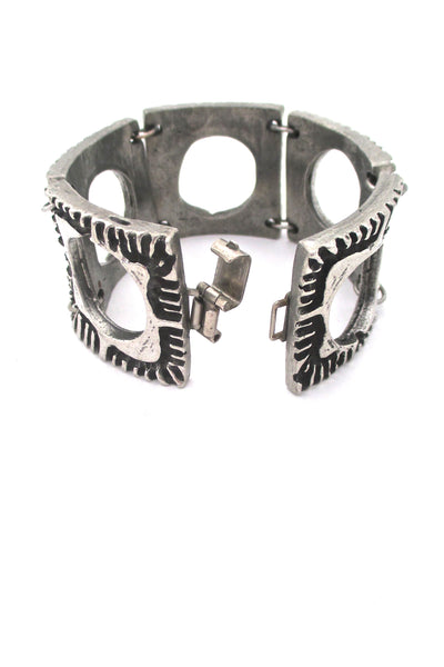 Robert Larin large openwork geometric panel link bracelet