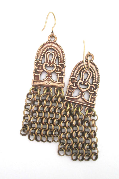 Kalevala Koru 'Birds of Paradise' bronze drop earrings