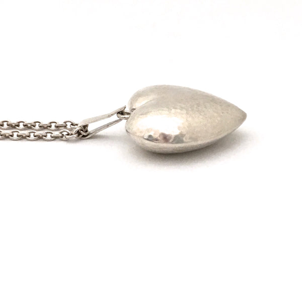 profile Hermann Siersbol Denmark vintage hammered silver heart pendant necklace