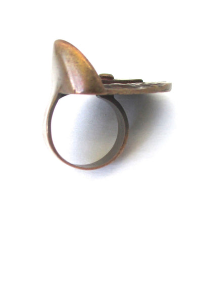 profile Jane Wiberg for Jane & Finn Denmark vintage large sculptural bronze Scandinavian modernist ring 559