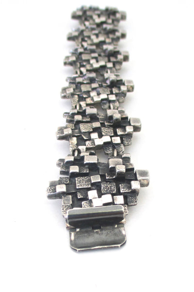 catch Guy Vidal Canada vintage brutalist pewter cubes panel link bracelet