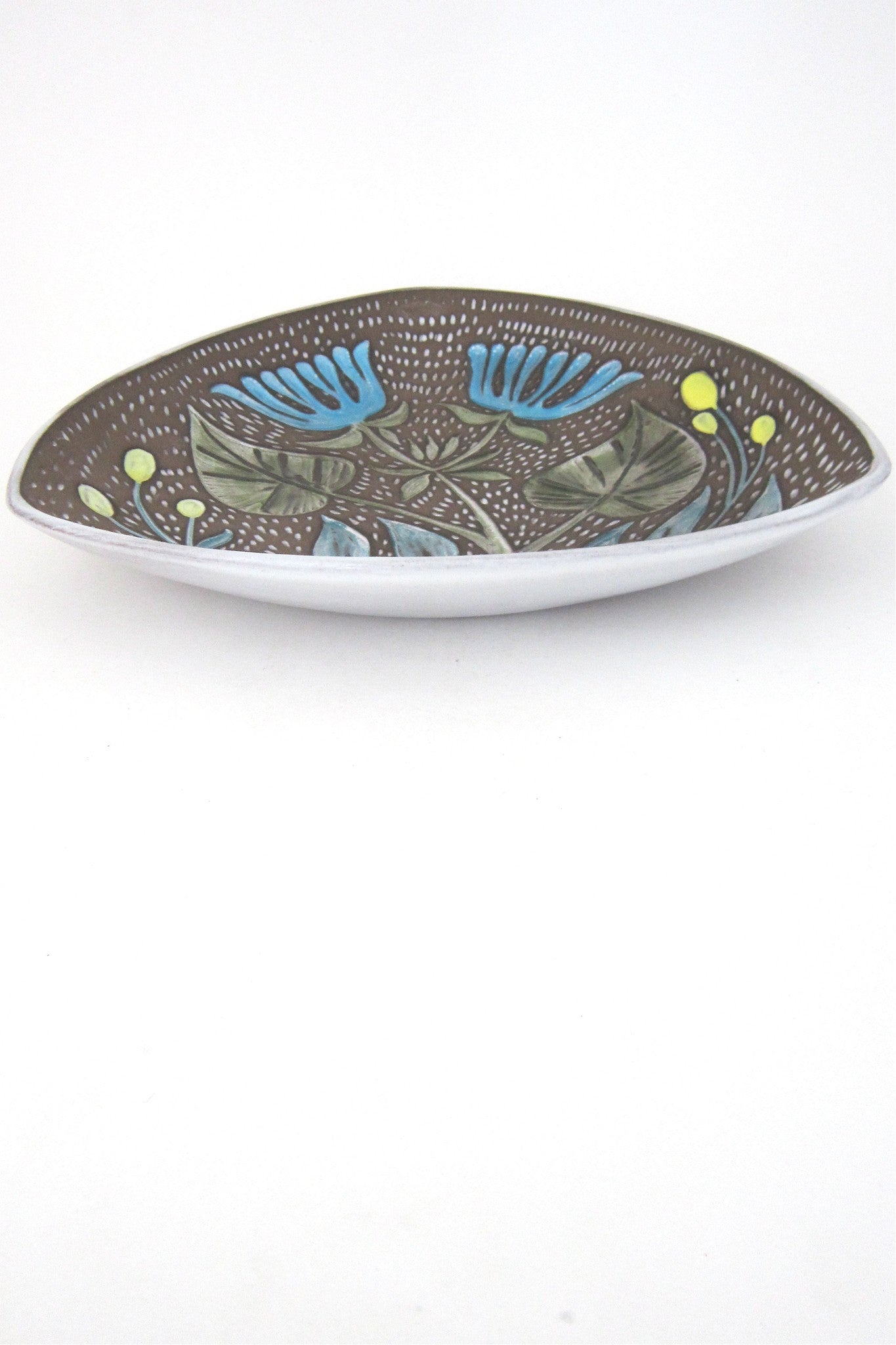 detail Mari Simmulson Upsala Ekeby Sweden floral ceramic dish