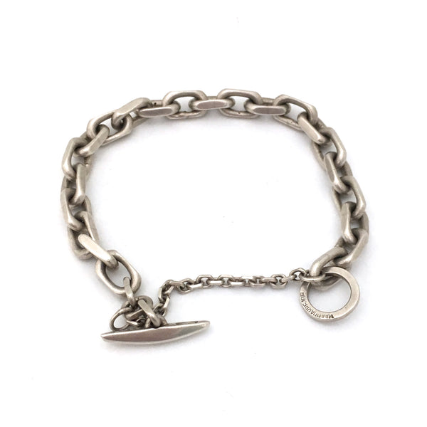 A G Madsen heavy silver chain link bracelet ~ toggle catch