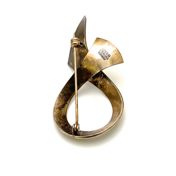 Ivar Holth curvy enamel ribbon brooch ~ chartreuse