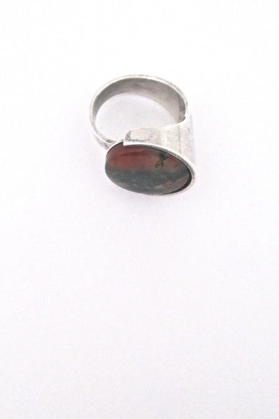 Elis Kauppi large moss agate ring