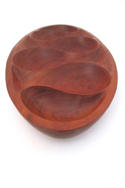 vintage teak modernist carved bowl