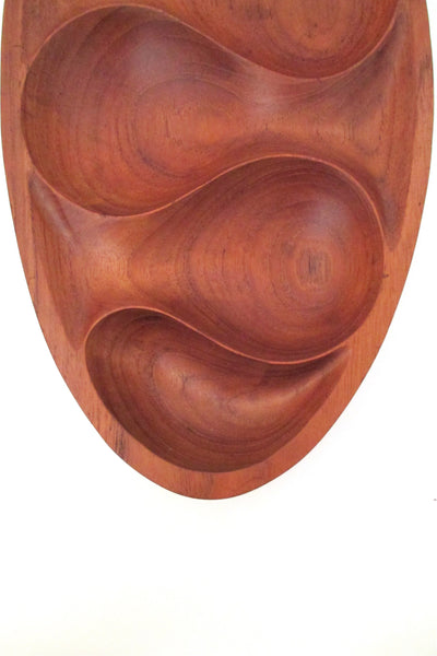 vintage teak modernist carved bowl