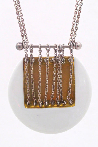detail Anton Michelsen Royal Copenhagen Denmark vintage modernist sterling silver porcelain Royal Bini pendant necklace
