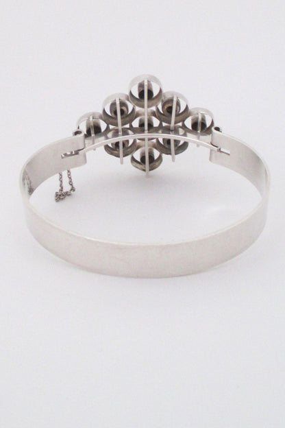 Salovaara large modernist silver & tiger eye bracelet