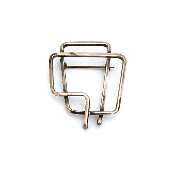 Joseph Skinger silver openwork brooch ~ hand wrought