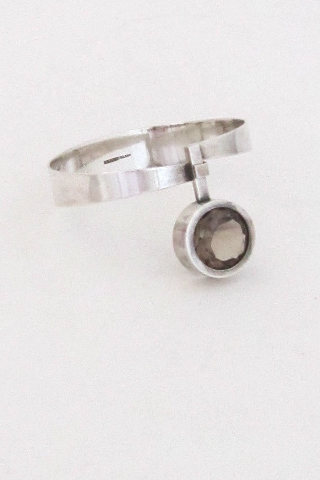 Elis Kauppi for Kupittaan Kulta Finland vintage sterling & smoky quartz bracelet