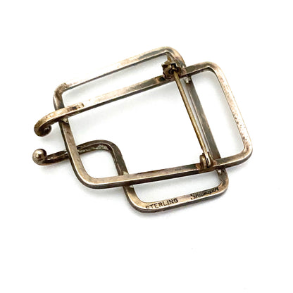 Joseph Skinger silver openwork brooch ~ hand wrought