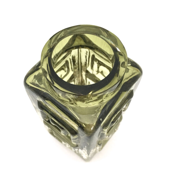 Whitefriars 'Greek Key' small vase in sage green ~ scarce