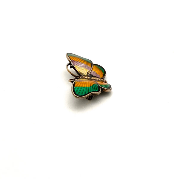 profile Ivar Holth Norway vintage silver enamel butterfly brooch bright multicolour Scandinavian jewelry design