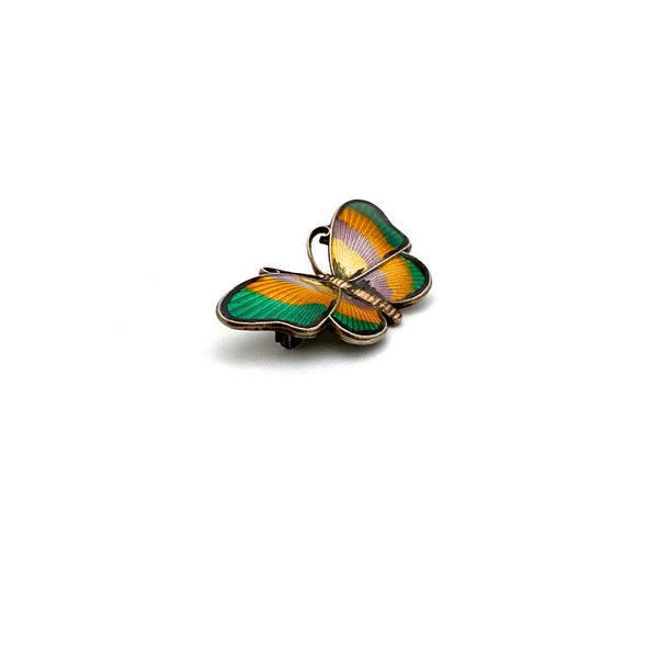 Ivar Holth silver & enamel multicolour butterfly brooch ~ bright colourway