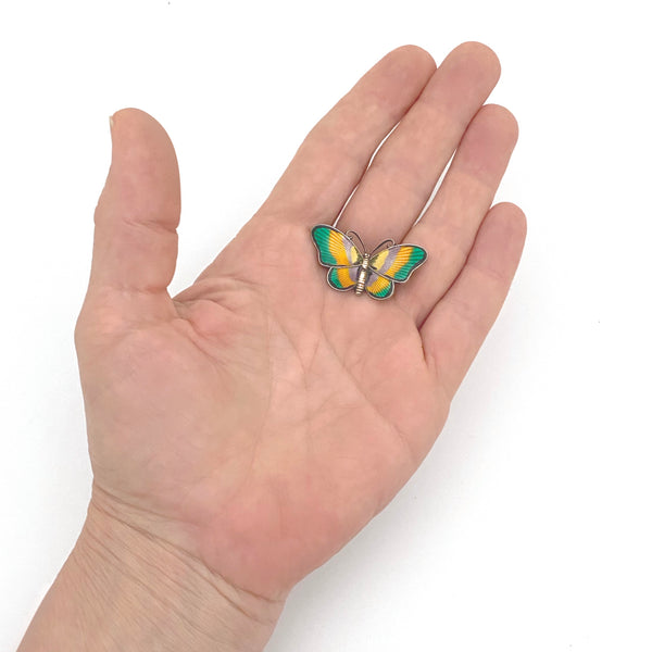 Ivar Holth silver & enamel multicolour butterfly brooch ~ bright colourway