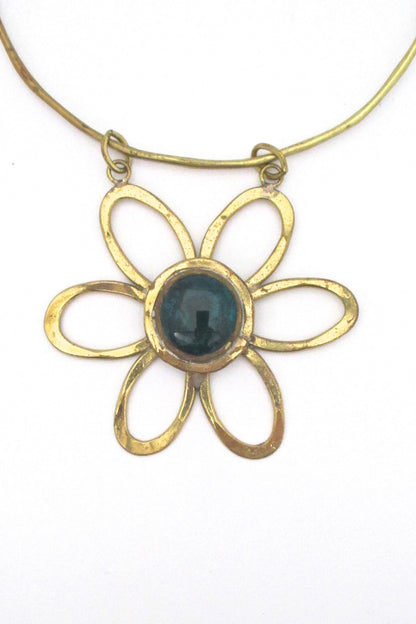 Rafael Canada daisy choker - clear teal stone