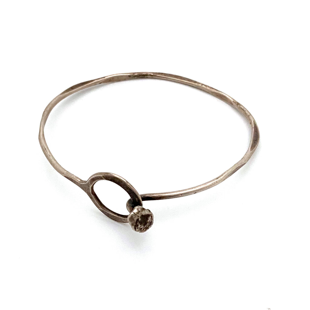 John Lewis hammered silver bangle bracelet ~ hook closure – Samantha Howard  Vintage