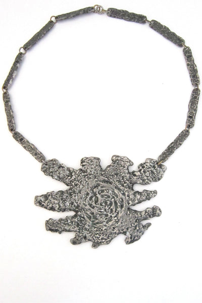 Robert Larin Canada vintage massive pewter brutalist necklace