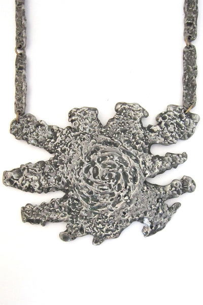 Robert Larin Canada vintage massive pewter brutalist necklace