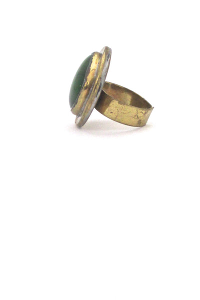 profile Rafael Alfandary Canada vintage brass clear grass green glass ring