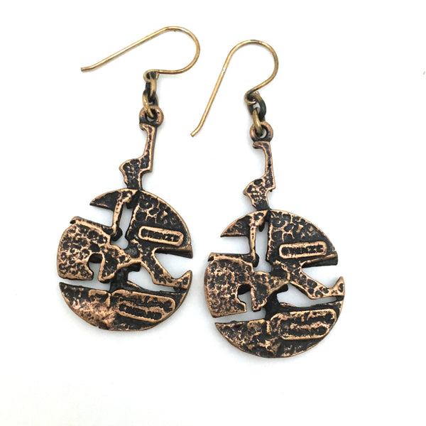 Jorma Laine textured bronze round drop earrings