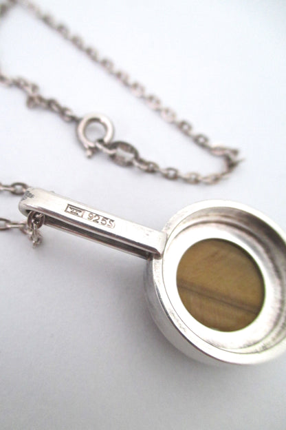 Elis Kauppi sleek silver & tiger eye pendant necklace