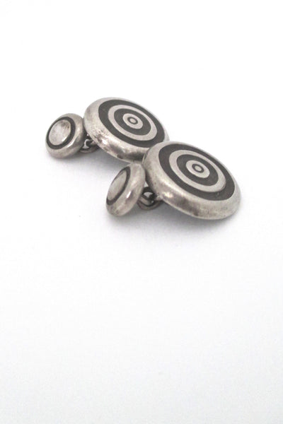 detail Lisa Jenks USA vintage post modern sterling silver target cufflinks