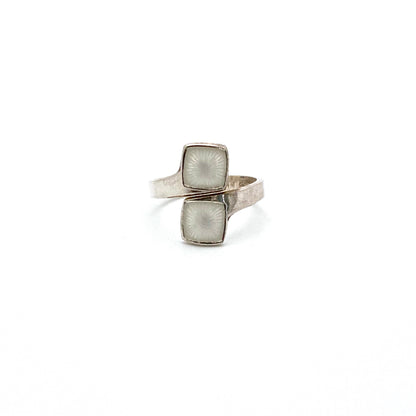 detail Aksel Holmsen Norway vintage silver enamel white ring Scandinavian Modern jewelry design