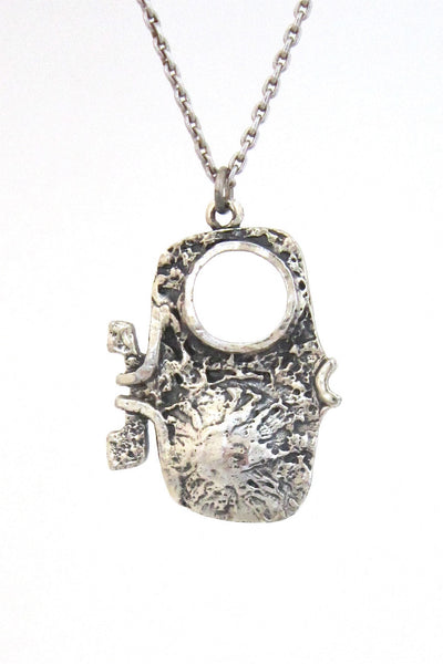 Guy Vidal Canada vintage pewter brutalist fish pendant necklace