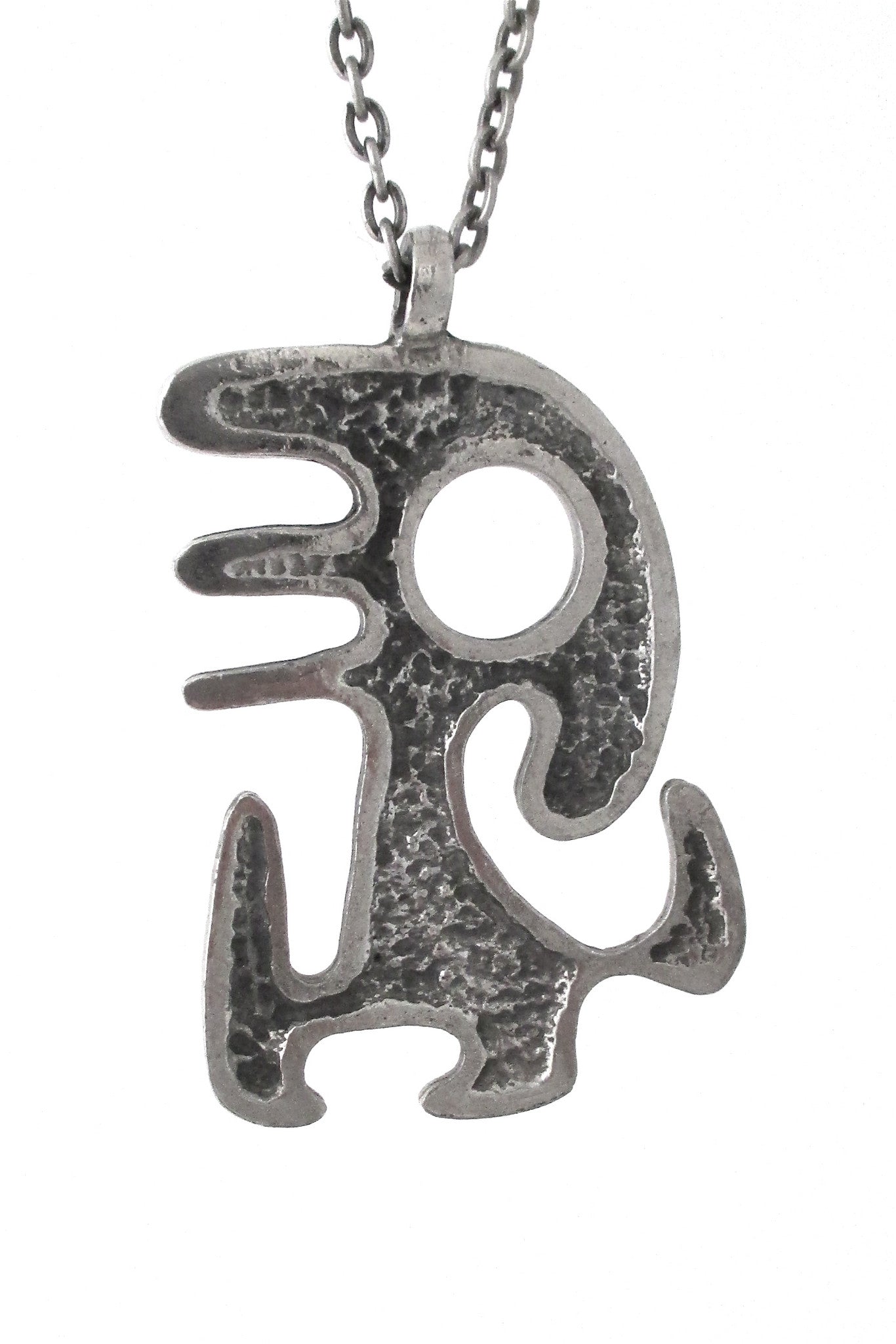 Robert Larin Canada vintage brutalist pewter Miro man pendant necklace