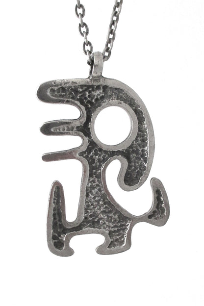 Robert Larin Canada vintage brutalist pewter Miro man pendant necklace