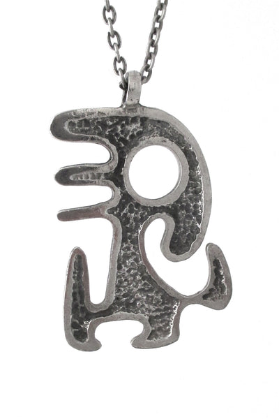 Robert Larin Canada vintage brutalist pewter Miro man pendant necklace