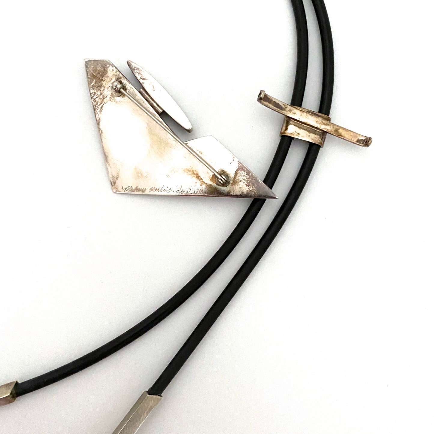 large postmodern brooch / bolo necklace ~ signed